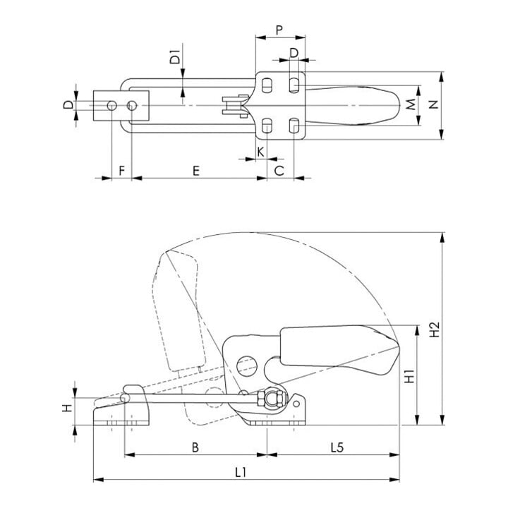 Andreas Maier Horizontale sluitspanner 6848HJ-3 met oranje handgreep