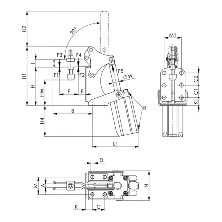 Andreas Maier Pneumatikspanner 6821A-2 vertikal magnetisch verzinkt