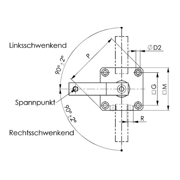 ANDREAS MAIER Pneumatische zwenkklem Flensversie Gr. 63