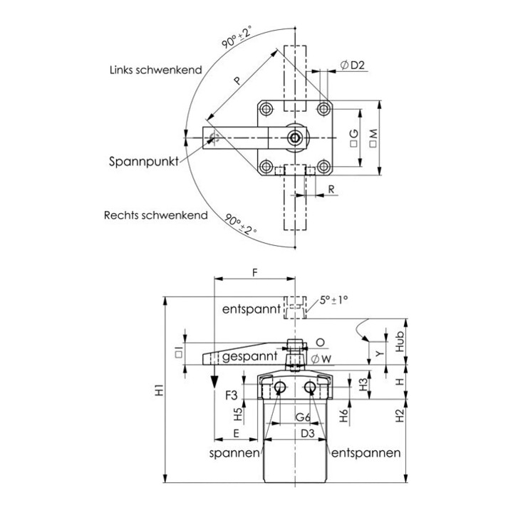 Andreas Maier Pneumatischer Schwenkspanner Flanschversion Gr. 50
