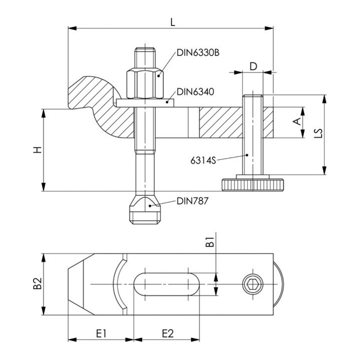 Andreas Maier Spanneisen met gebogen steunbout 6316V-