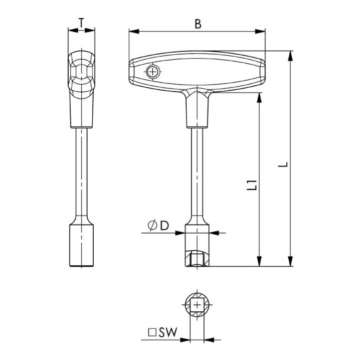 Andreas Maier Vierkante steek sleutel 914QSW 10 x 125 mm