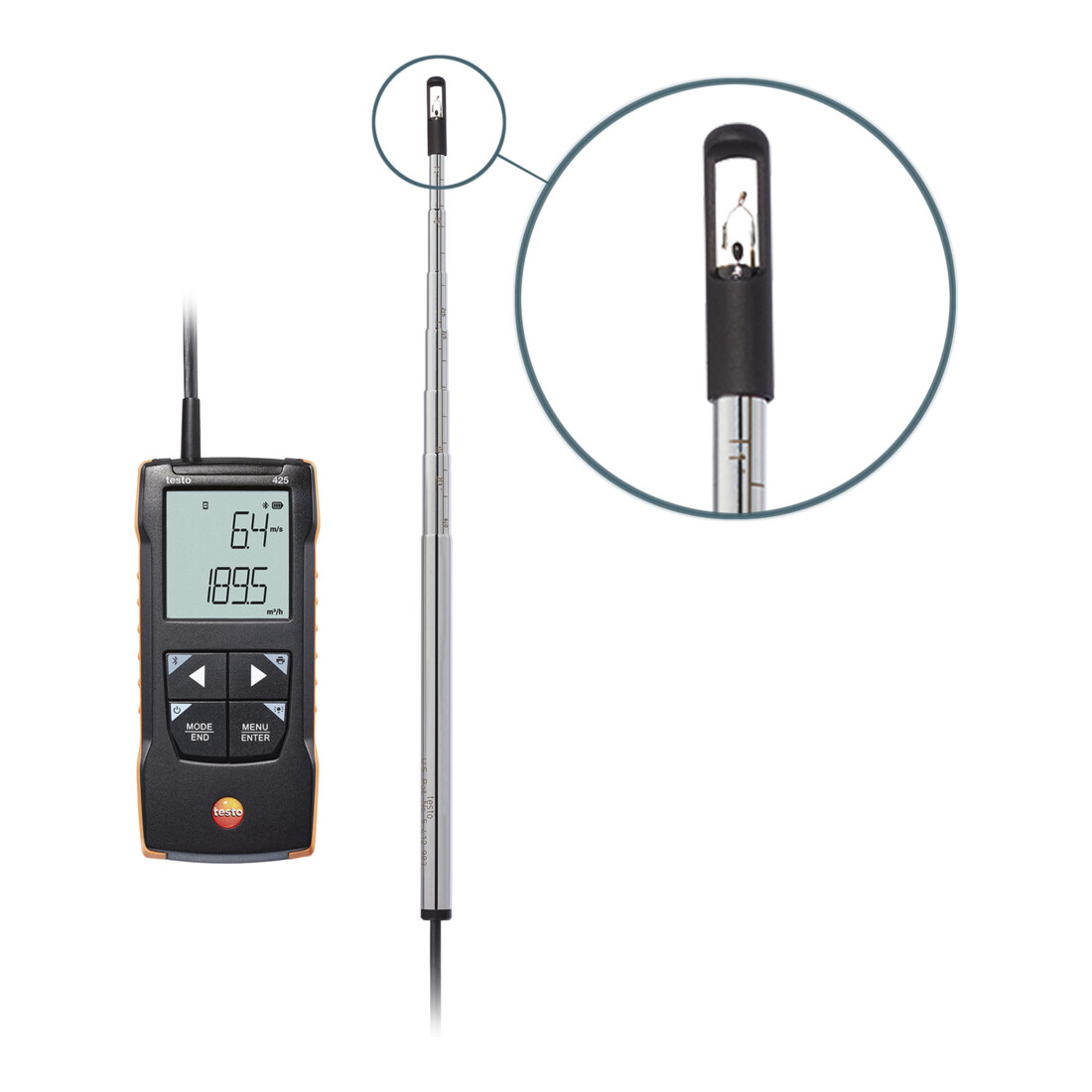 Anémomètre numérique à fil chaud Testo 425 avec connexion à une application
