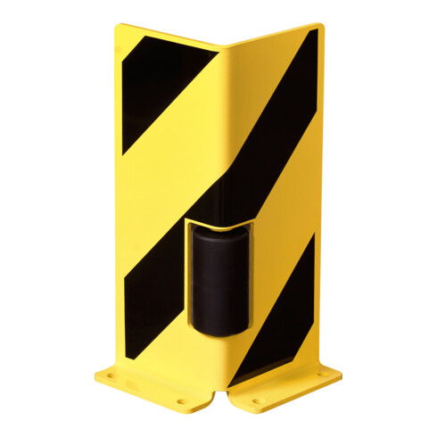 Angle de protection anti-collision Moravia avec galet de guidage noir/jaune 400 x 160 x 6 mm