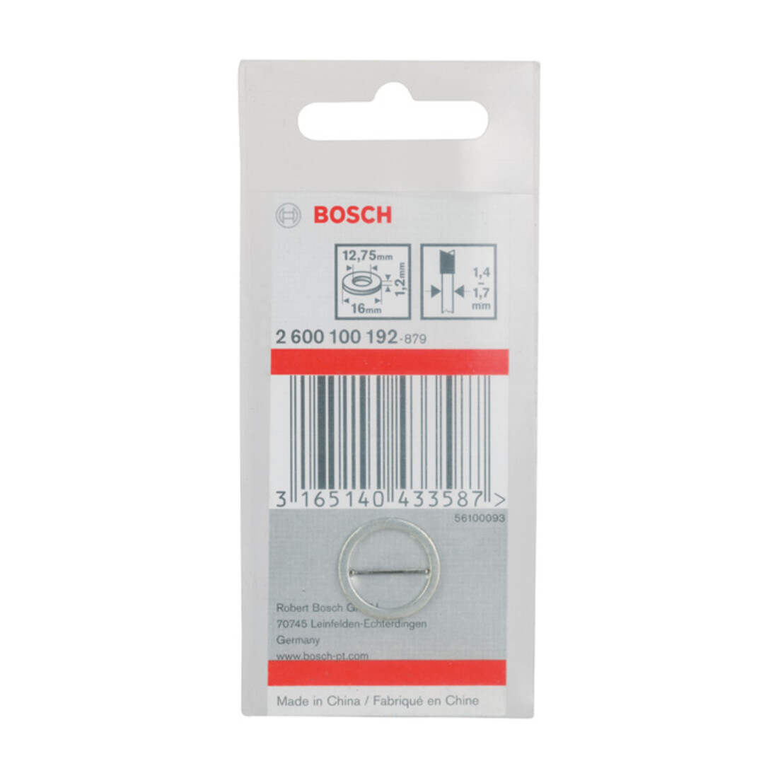 Anneau réducteur Bosch pour lames de scie circulaire 16 x 12,75 x 1,2 mm