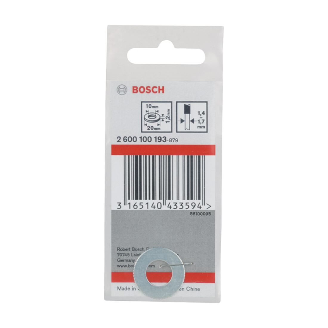 Anneau réducteur Bosch pour lames de scie circulaire 20 x 10 x 1,2 mm