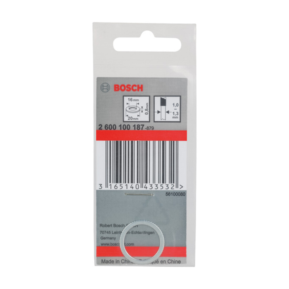 Anneau réducteur Bosch pour lames de scie circulaire 20 x 16 x 0,8 mm