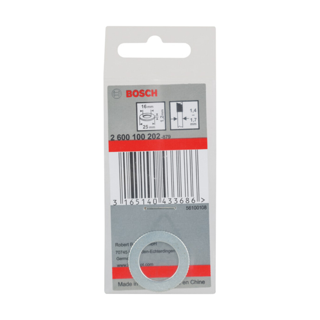 Anneau réducteur Bosch pour lames de scie circulaire 25 x 16 x 1,2 mm