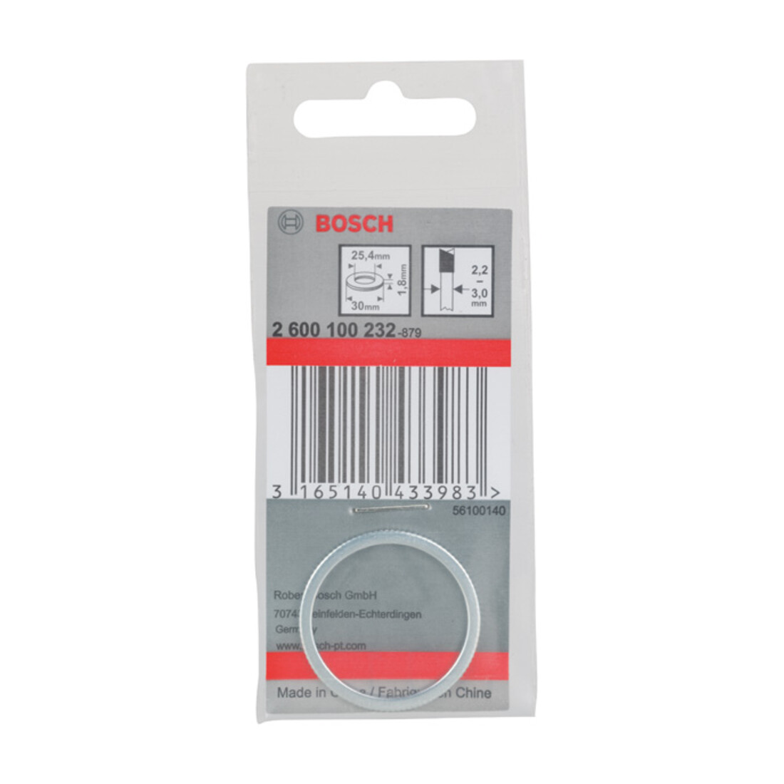 Anneau réducteur Bosch pour lames de scie circulaire 30 x 25,4 x 1,8 mm