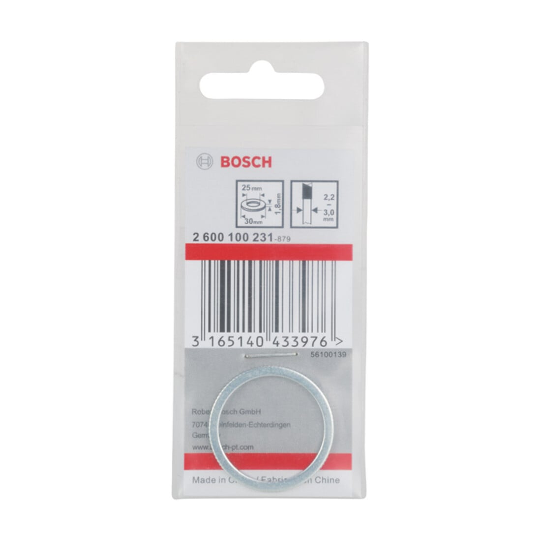 Anneau réducteur Bosch pour lames de scie circulaire 30 x 25 x 1,8 mm