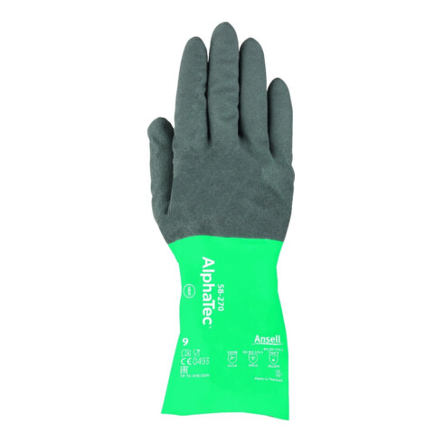 Ansell Gants AlphaTec 58-270, taille 8, noir/vert