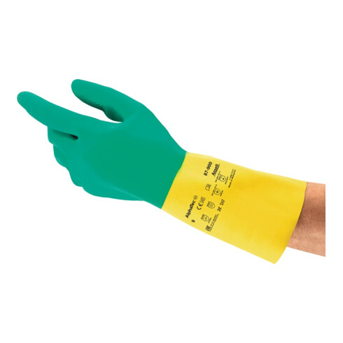 Ansell Handschuhe EN388/421/374 Kat.III Bi-Colour 87-900 Gr. 9,5-10 BW Latex Neopren