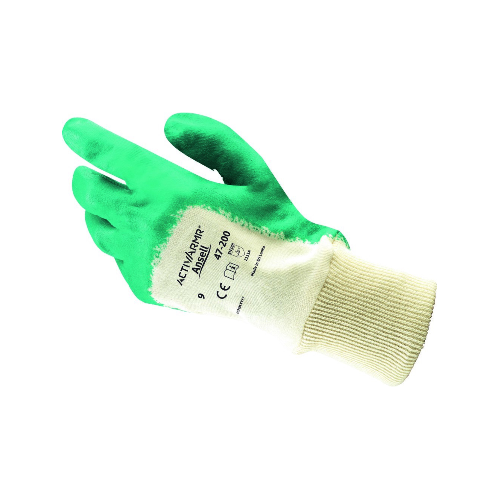 Ansell Handschuhe EN388 Kat.II Easy Flex 47-200 Gr. 8 Baumwolle m.3/4 Nitril grün ; Ansell Health Care