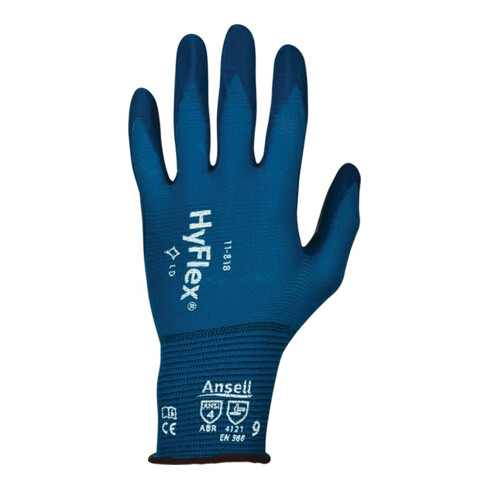 Ansell Handschuhe EN388 Kat.II HyFlex 11-818 Gr. 10 Nylon m.Nitrilschaum blau