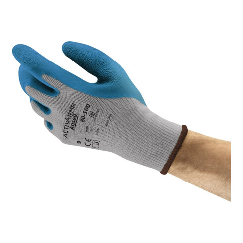 Ansell Handschuhe EN388 Kat.II PowerFlex 80-100 Gr.10 Polyester BW m.Naturgummilatex