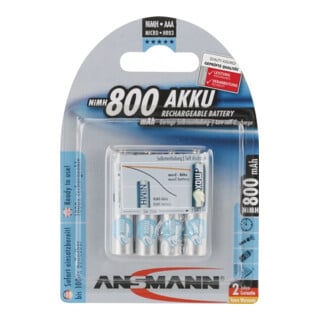 Ansmann accucel 800 mAh 1.2V Micro NiMH . Blister