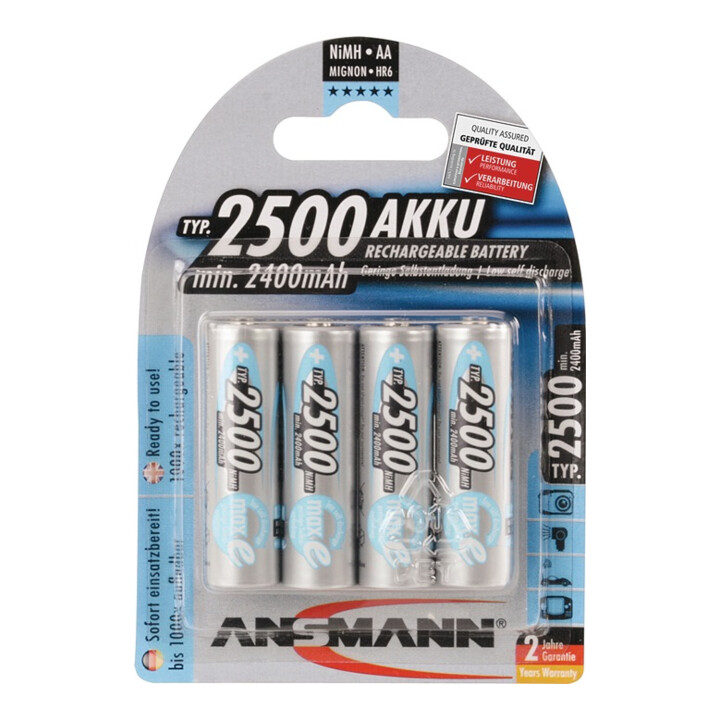 Ansmann Batteria maxE 1,2 V 2500 mAh R6-AA-Mignon HR6 4