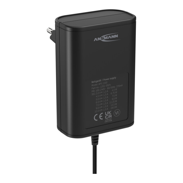 ANSMANN Netzteil APS 1500 3-12VDC 1,8m Kabel universal
