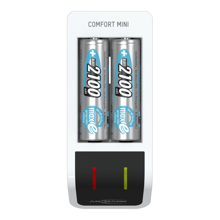 Ansmann Schnell-Ladegerät Comfort Mini + 2× AA, 2100mAh