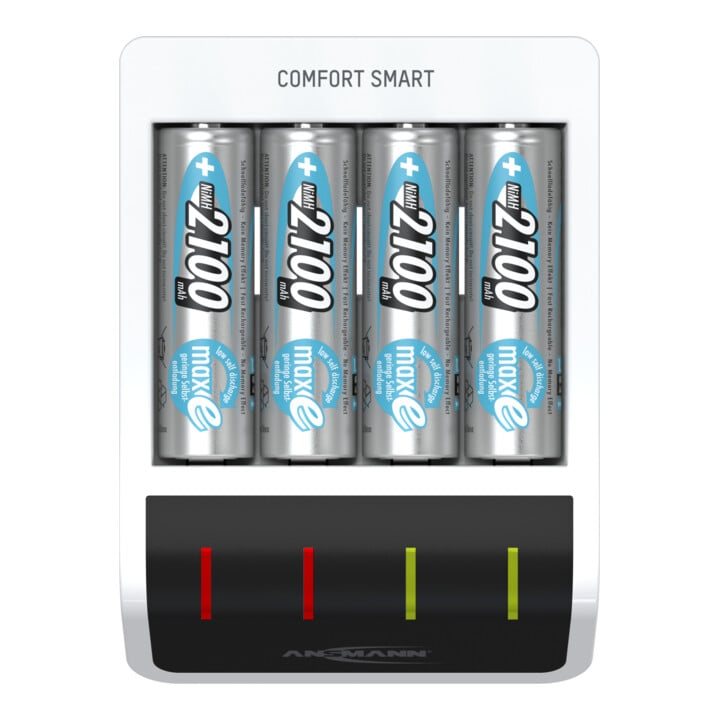 Ansmann Schnell-Ladegerät Comfort Smart + 4× AA, 2100mAh