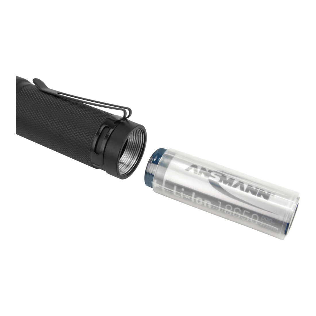 Ansmann Taschenlampe mit Akku oder Batterie betrieb + Gürtelclip T600FRB