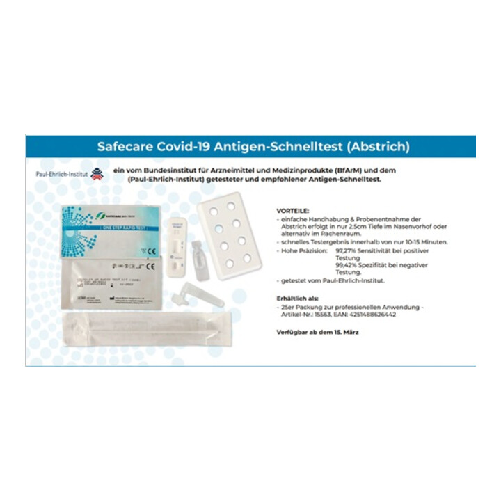 Antigen-Schnelltest SAFECARE COVID-19 Ag Rapid test kit nur d.med.Fachpersonal