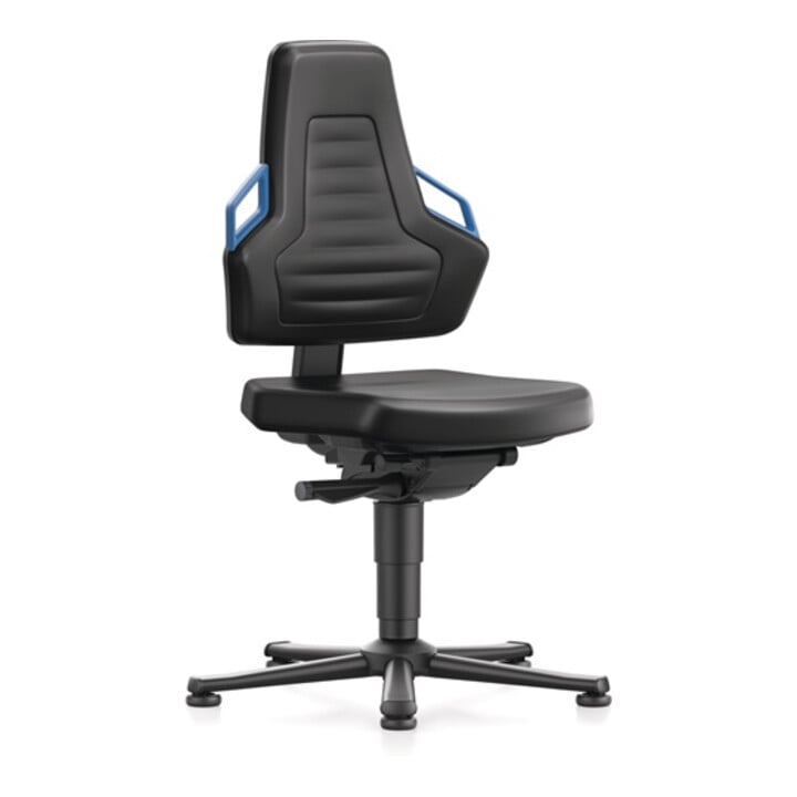 Arbeitsdrehstuhl Nexxit Gleiter Kunstlederpolster schwarz Griff blau 450-600mm