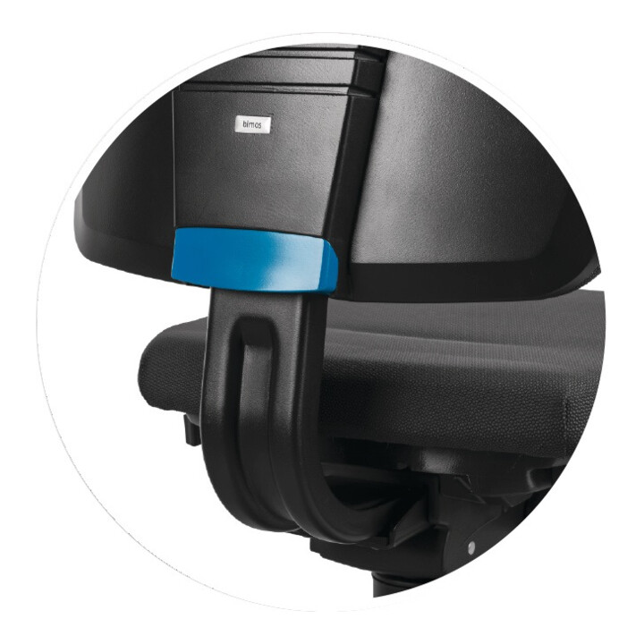 Arbeitsdrehstuhl Nexxit Gleiter Kunstlederpolster schwarz Griff blau 450-600mm