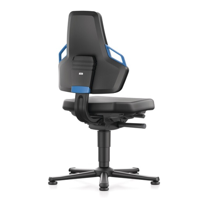Arbeitsdrehstuhl Nexxit Gleiter Kunstlederpolster schwarz Griff blau 450-600mm