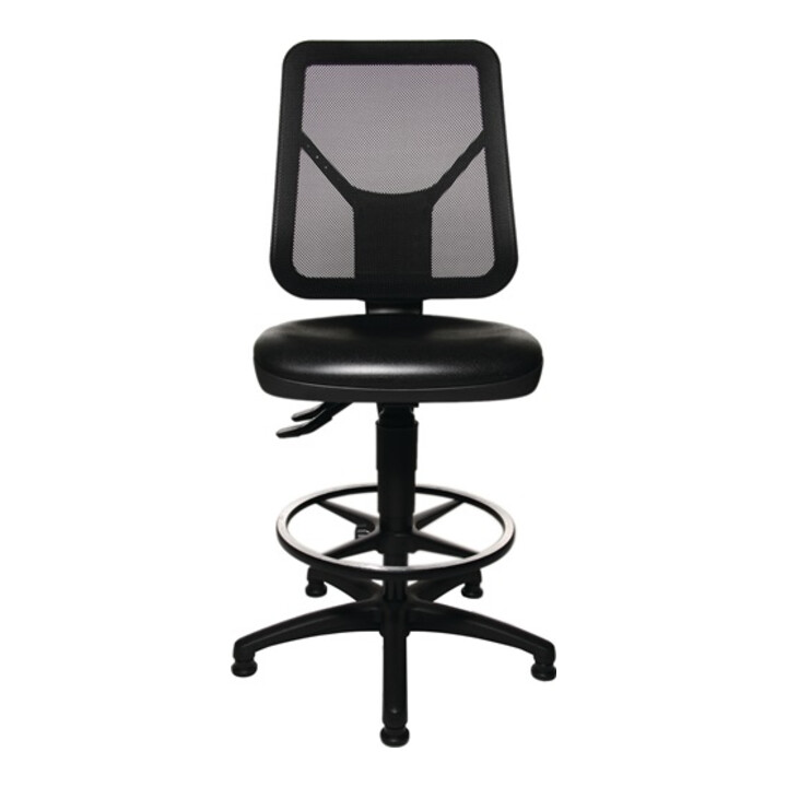 Arbeitsdrehstuhl TEC 80 C Bodengleiter+Fußring Polyurethanschaum schwarz