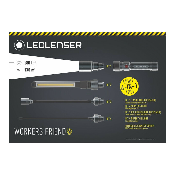 Arbeitsleuchten-Set Workers Friend 280 lm Li-Ion 130m schwarz LEDLENSER