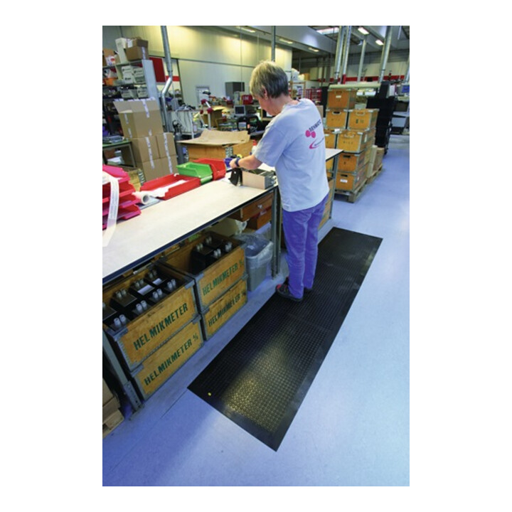 Arbeitsplatzbodenbelag L900xB600xS11mm schwarz Nitrilkautschuk