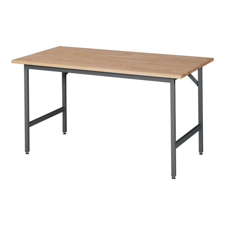 Arbeitstisch B1500xT800xH800-850mm Arbeitsplatte Buche Gestell anthr.-metallic