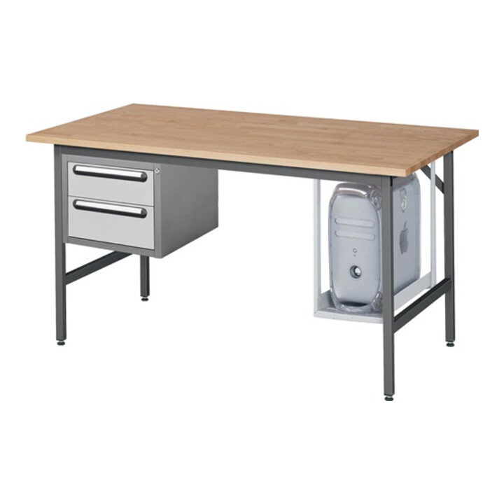 Arbeitstisch B1500xT800xH800-850mm Arbeitsplatte Buche Gestell anthr.-metallic