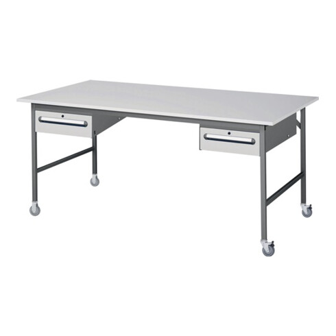 Arbeitstisch B2000xT1000xH800-850mm Arbeitsplatte Melamin Gestell anthr-metallic