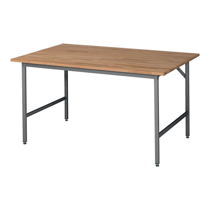 Arbeitsttisch Jerry B1500xT1000xH800-850mm Arbeitsplatte Buche Gestell grau RAU