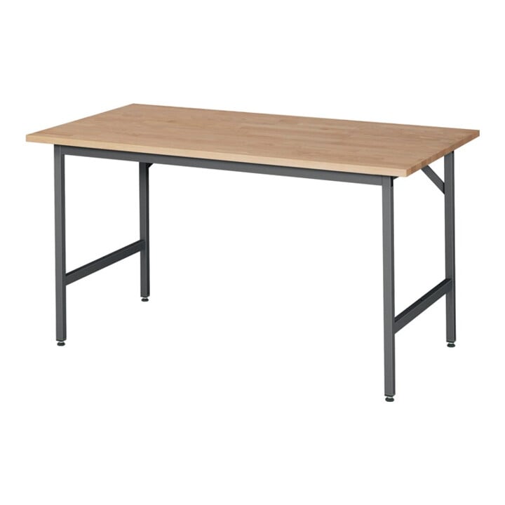 Arbeitsttisch Jerry B1500xT800xH800-850mm Arbeitsplatte Buche Gestell grau RAU