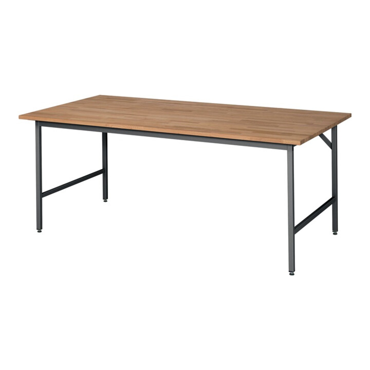 Arbeitsttisch Jerry B2000xT1000xH800-850mm Arbeitsplatte Buche Gestell grau RAU