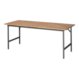 Arbeitsttisch Jerry B2000xT800xH800-850mm Arbeitsplatte Buche Gestell grau RAU