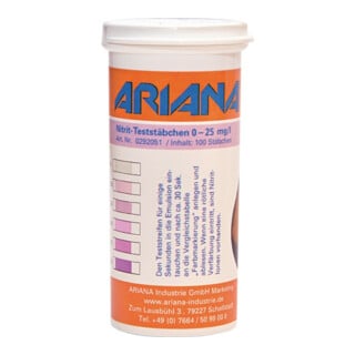 Ariana Messstäbchen TRGS 611 Nitrit-Gehalt 0-25 mg/l 100 St.Dose