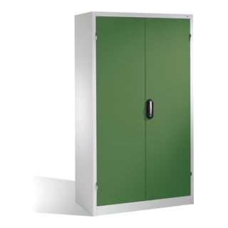 Armoire à bacs C+P avec 106 bacs à bec et 3 tiroirs, H1950xL1100xP535mm Façade gris clair Corps gris clair