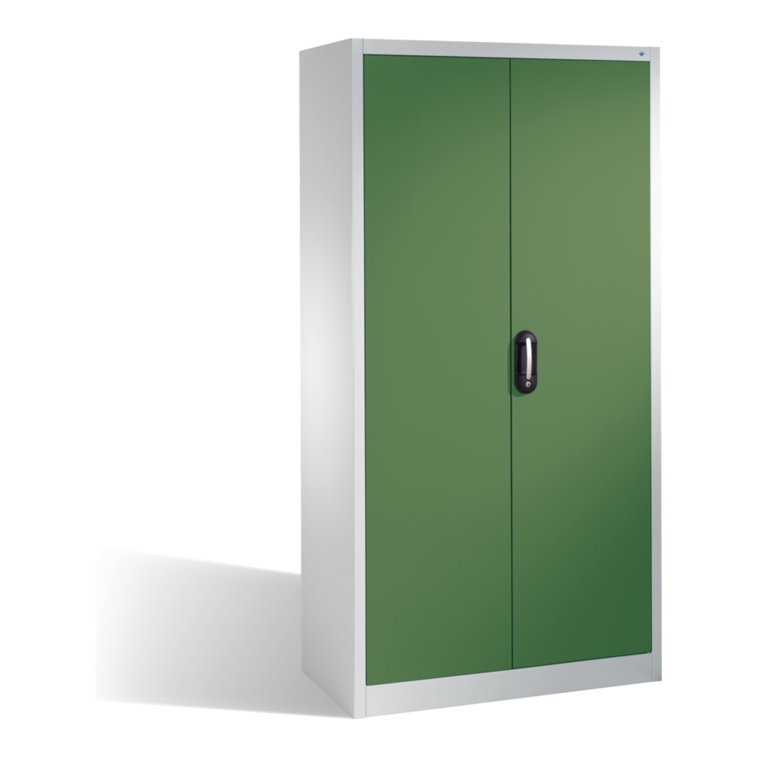 Armoire à bacs C+P avec 4 étagères pour bacs à bec, H1980xL1000xP420mm Façade vert réséda Corps gris clair