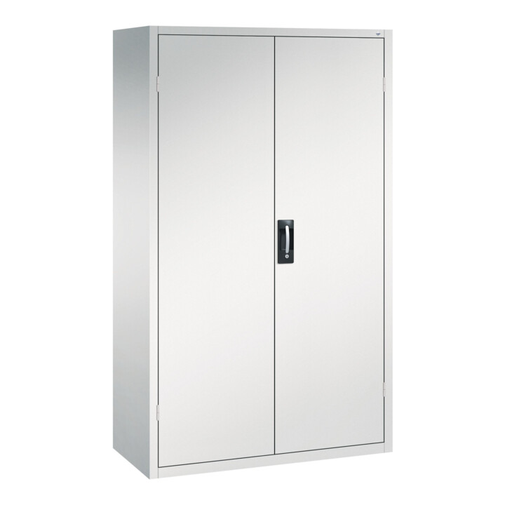 Armoire à bacs C+P avec 83 bacs à bec et 3 tiroirs, H1950xL1100xP535mm Façade gris clair Corps gris clair