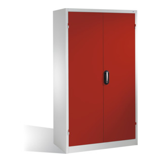 Armoire à bacs C+P avec 83 bacs à bec et 3 tiroirs, H1950xL1100xP535mm Façade rouge rubis Corps gris clair