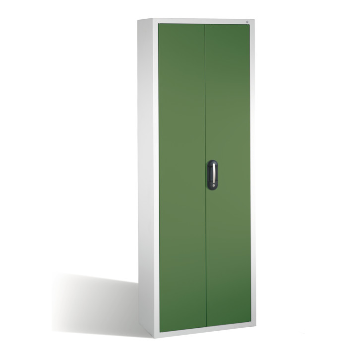Armoire à bacs C+P avec 9 étagères pour bacs à bec, H1980xL700xP300mm Façade vert réséda Corps gris clair