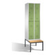 C+P Classic armoire à deux niveaux avec banquette 4 compartiments Avant Reseda vert corps gris clair-1