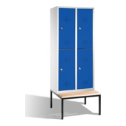 C+P Classic armoire à deux niveaux avec banquette 4 compartiments Avant Gentiane bleu corps gris clair