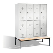 C+P Classic armoire à deux niveaux avec banquette 8 compartiments Avant gris clair Corps gris clair