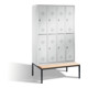 C+P Classic armoire à deux niveaux avec banquette 8 compartiments Avant gris clair Corps gris clair-1