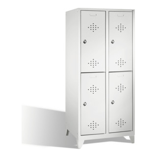 C+P Classic armoire à deux niveaux sur pieds 4 compartiments avant gris clair corps gris clair gris clair